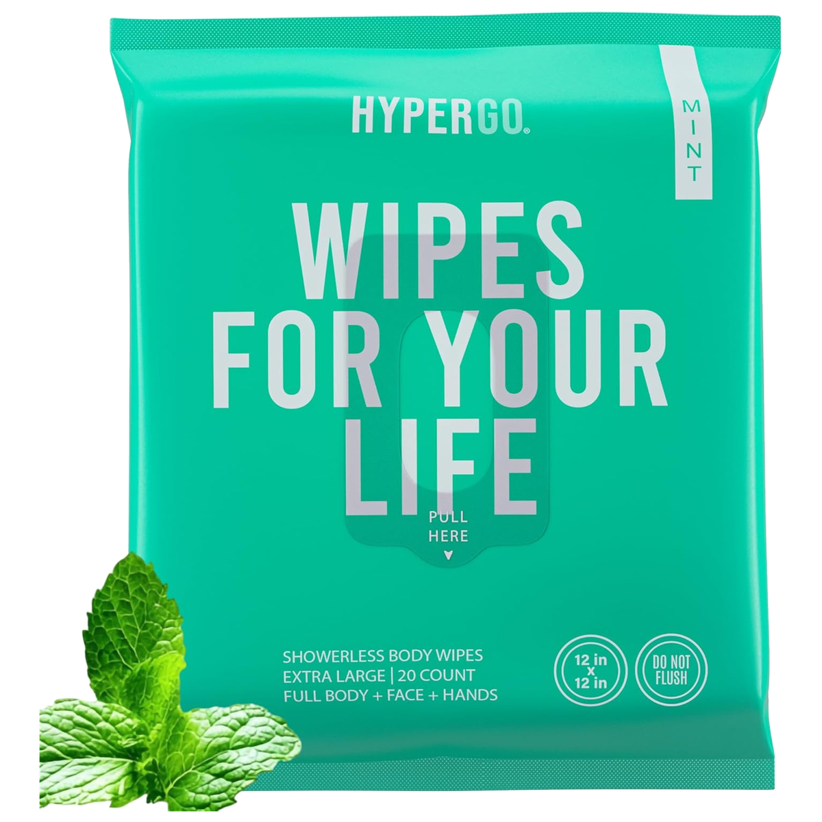 HyperGo Fresh Mint XL Body Wipes 20-count package